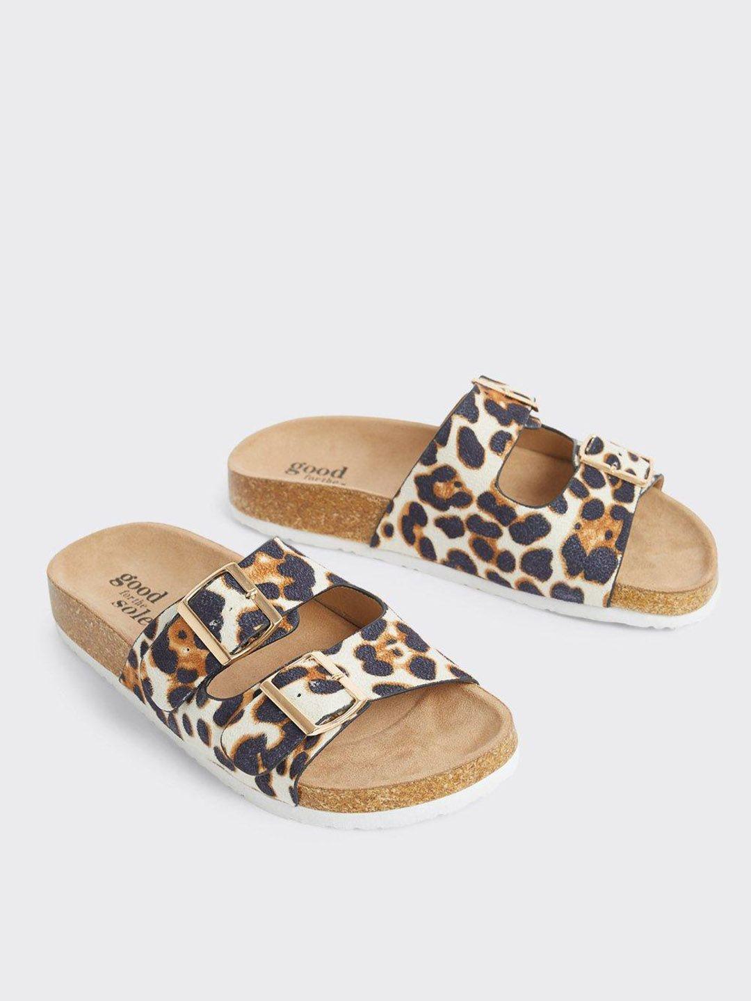 dorothy perkins women printed open toe flats with buckle detail