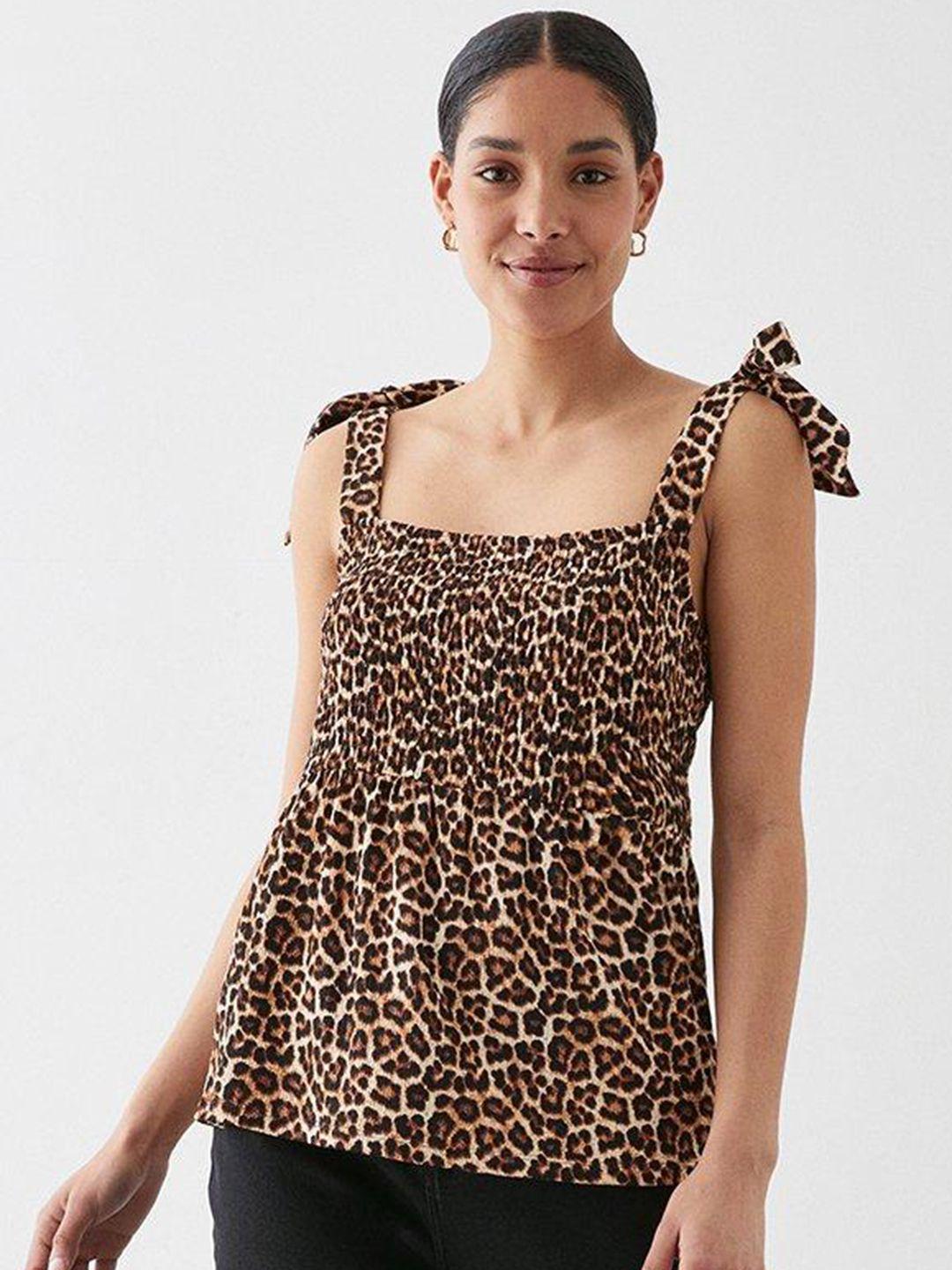 dorothy perkins animal print smocked top