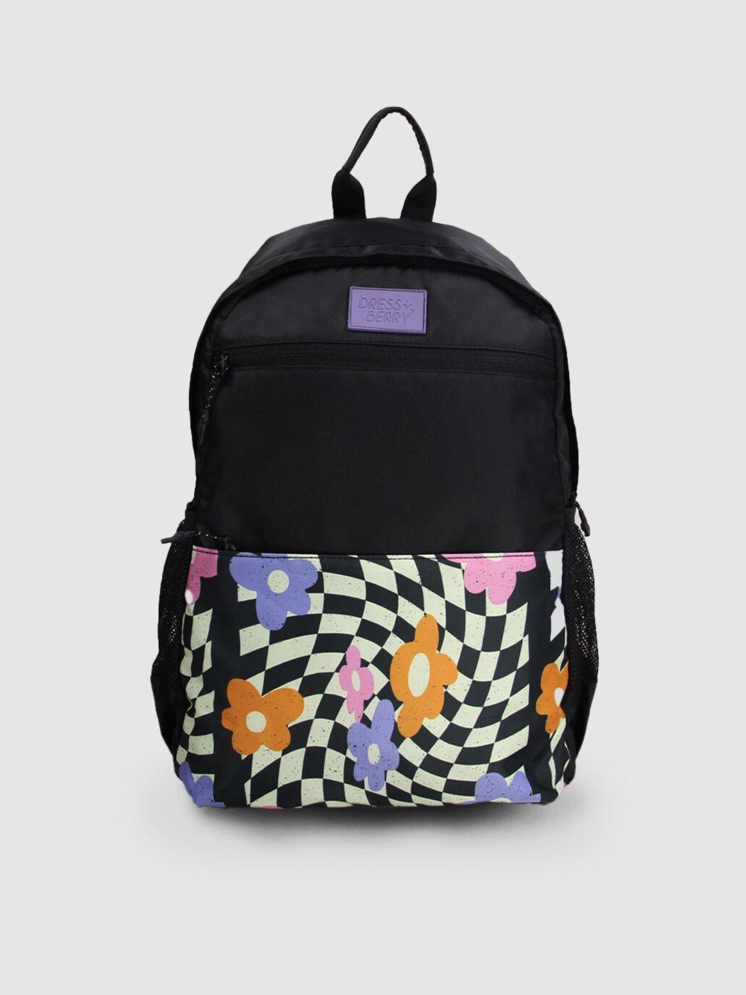 dressberry women black & white graphic printed backpack