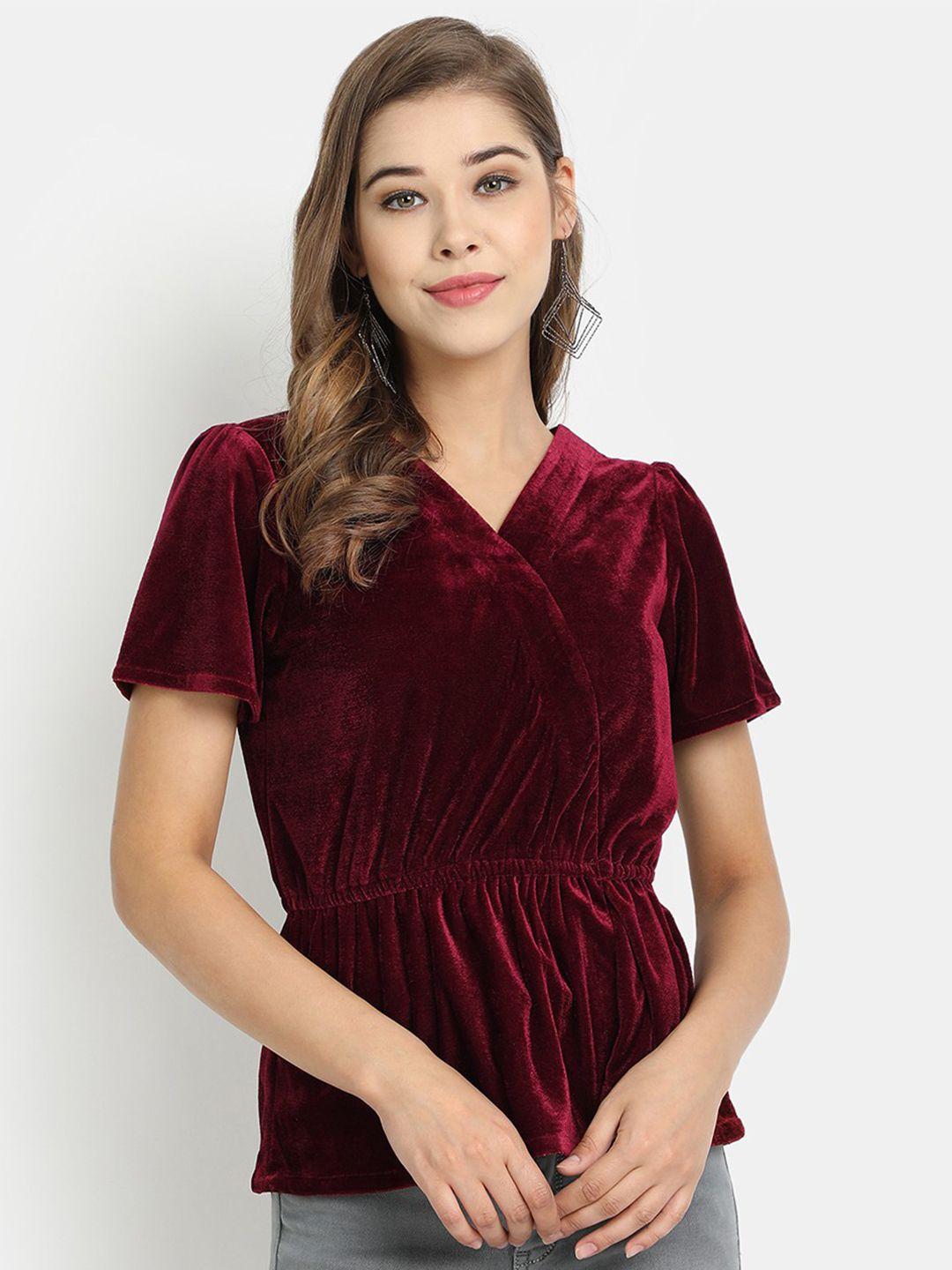 golden kite v-neck peplum velvet top