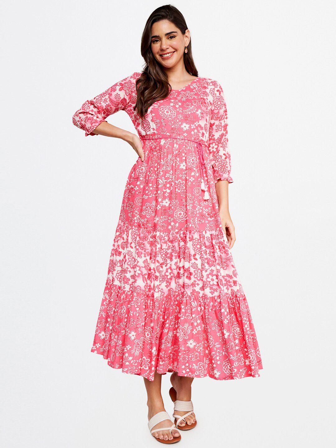 itse floral print fit & flare midi dress