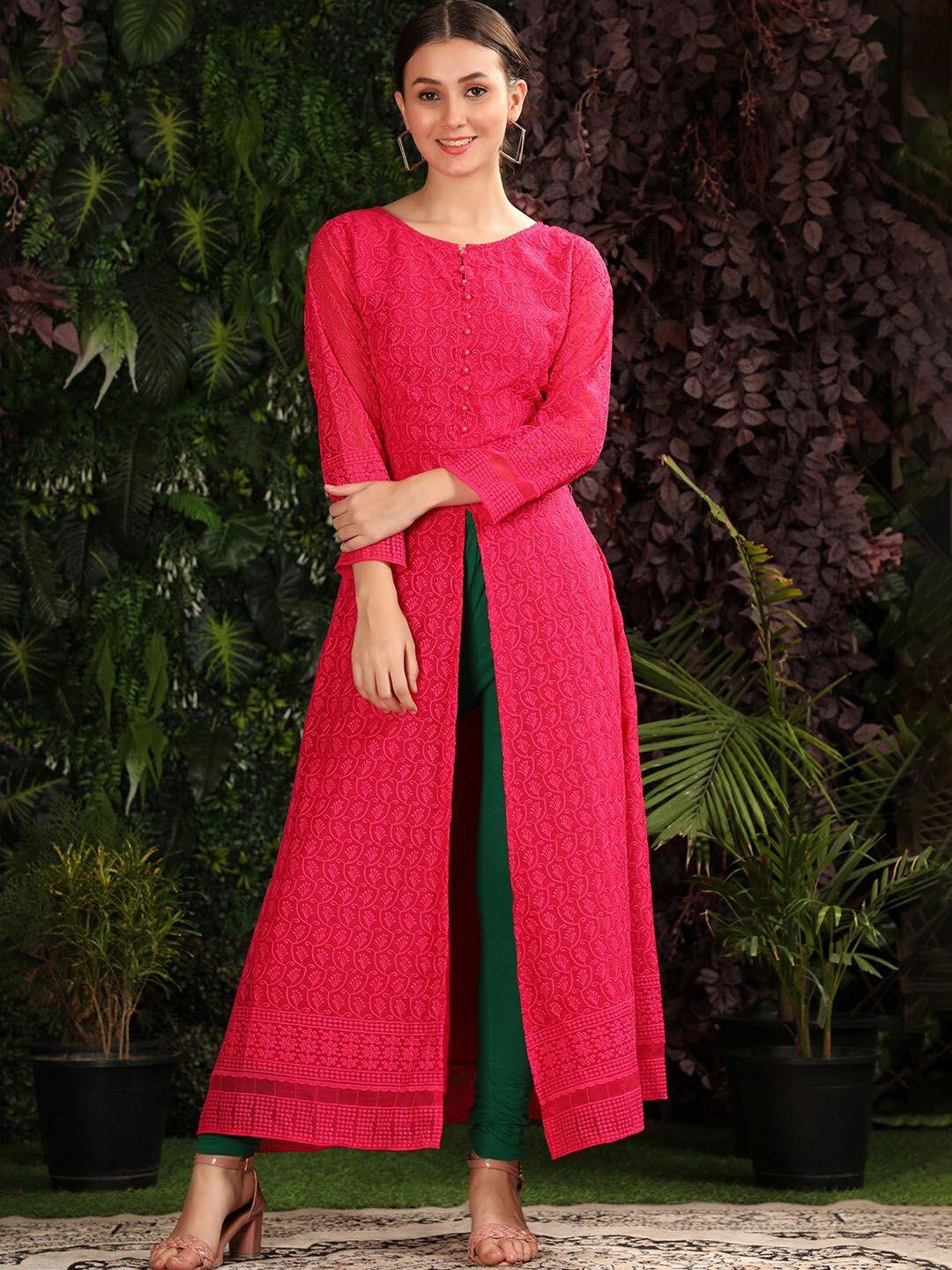 kalini ethnic motifs embroidered a-line georgette kurta