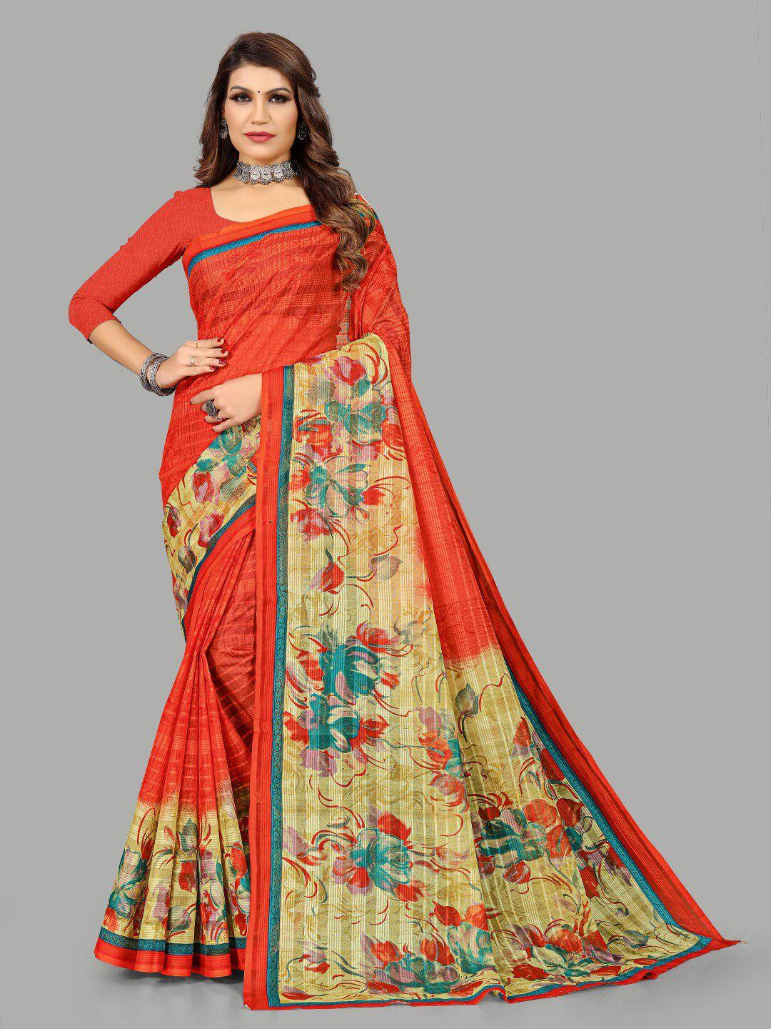 ratan floral printed pure cotton saree