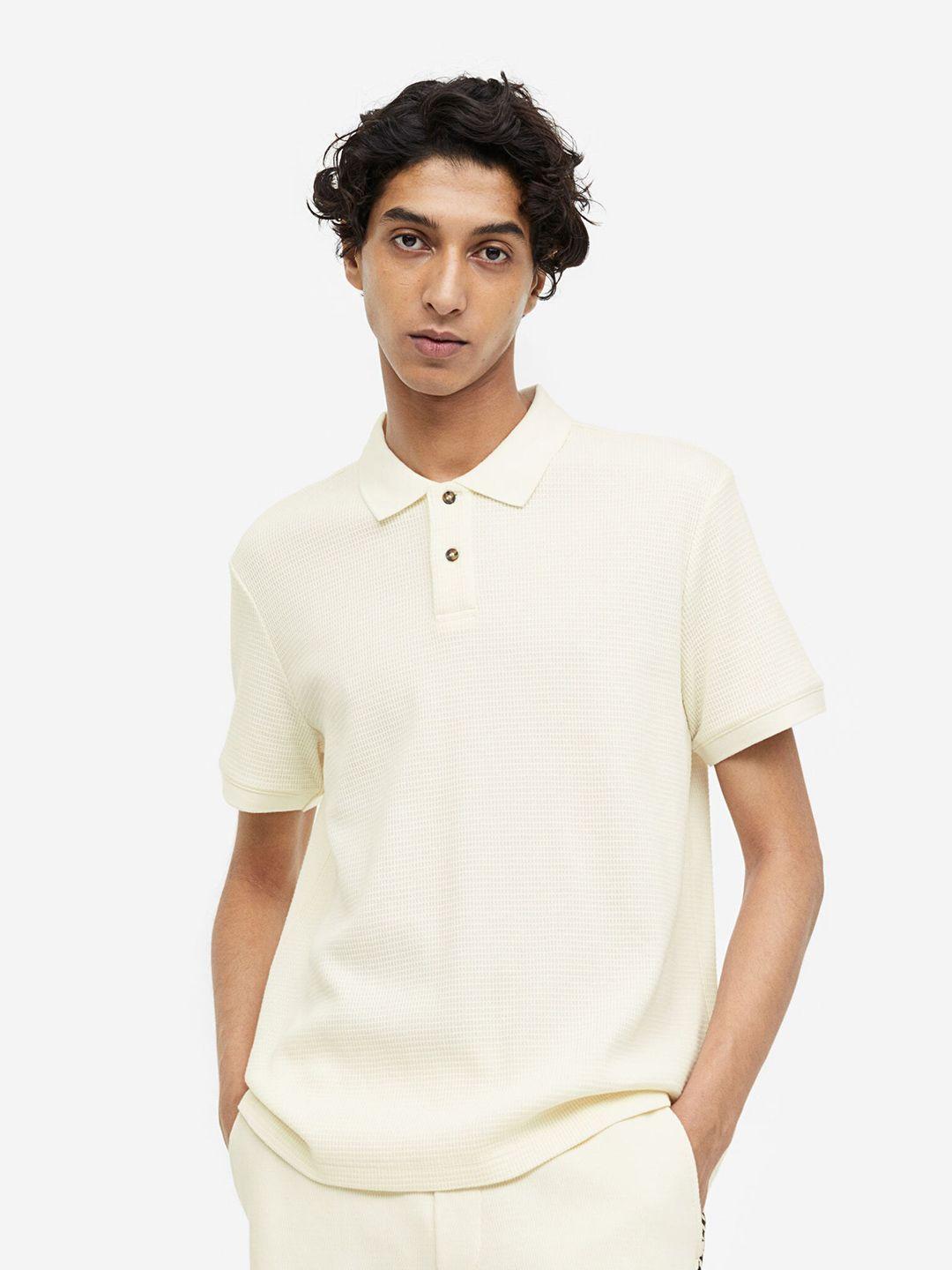 h&m slim fit waffled polo shirt