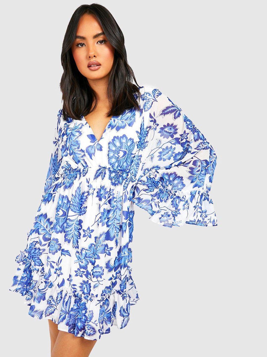 boohoo floral print a-line mini dress