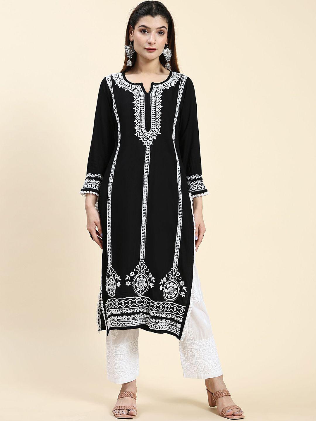 house of kari floral embroidered straight kurta