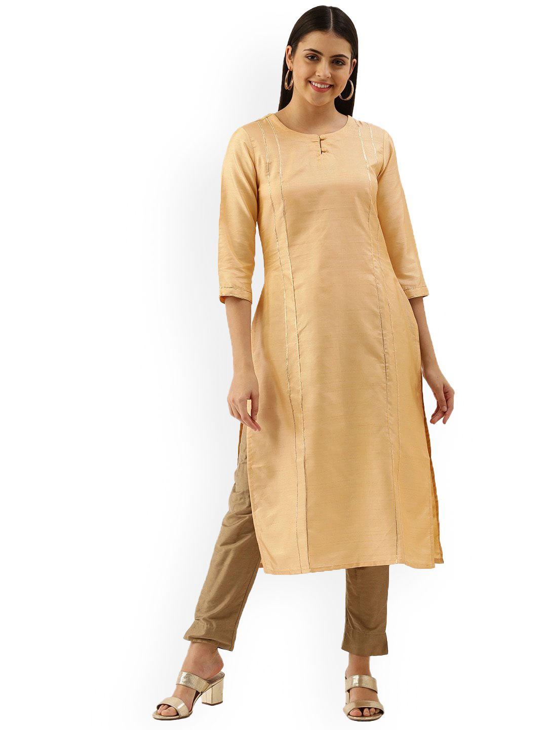 kalini solid round neck cotton kurta