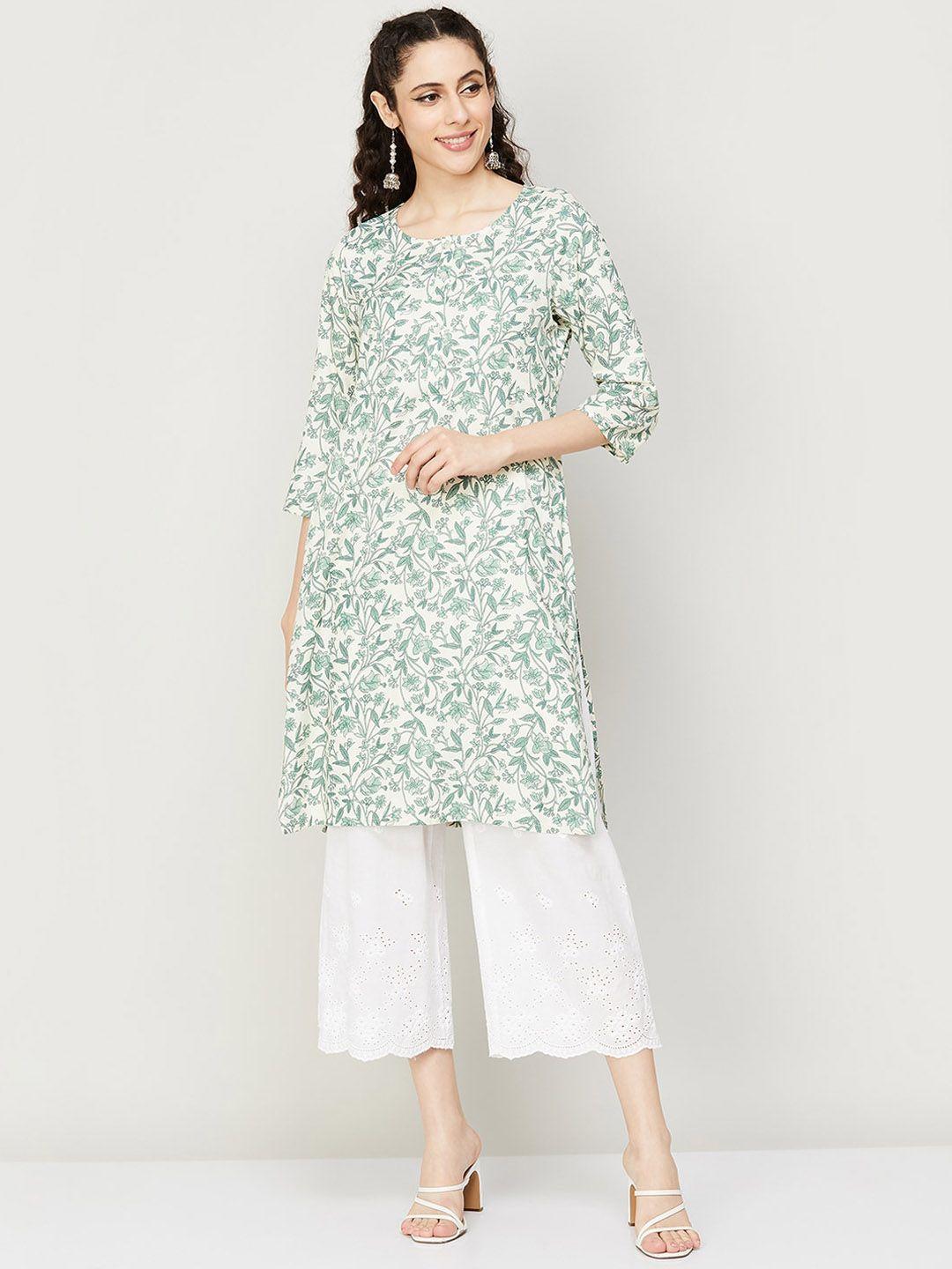 melange by lifestyle floral printed straight kurta