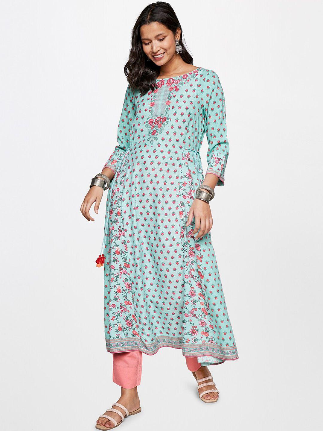 global desi floral printed panelled anarkali kurta