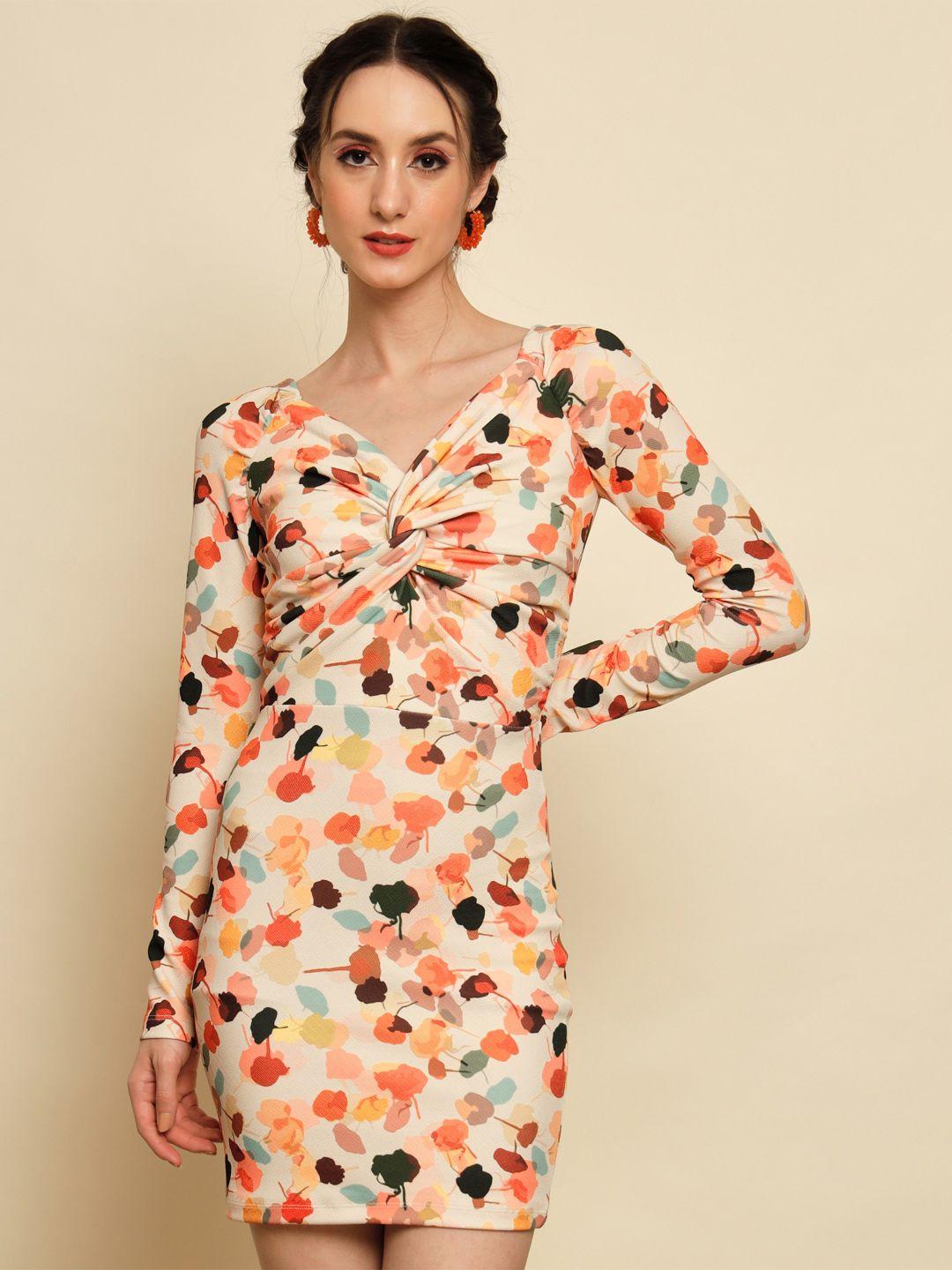 baesd multicoloured floral print bodycon dress