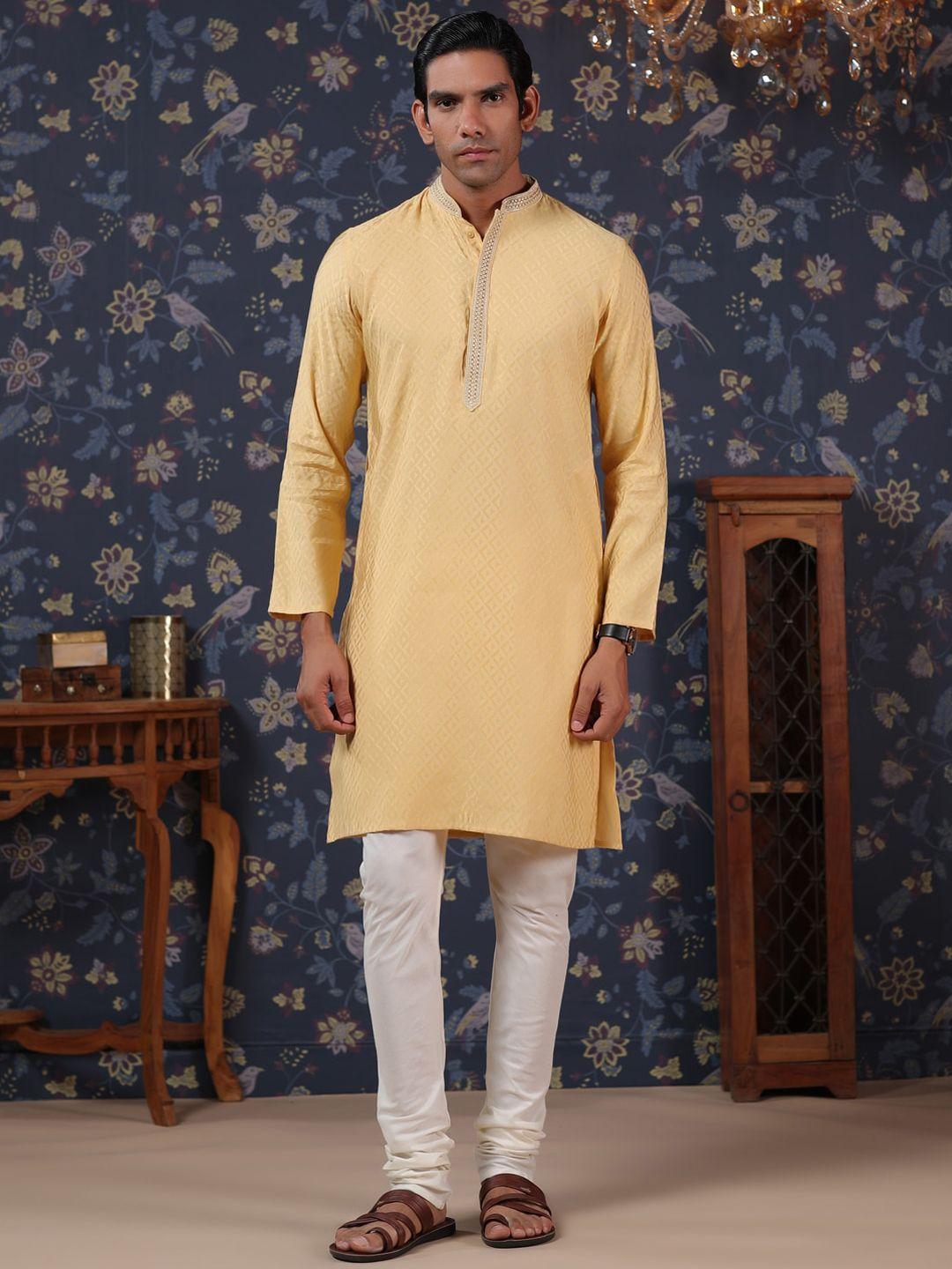 house of pataudi foil printed straight kurta with churidar