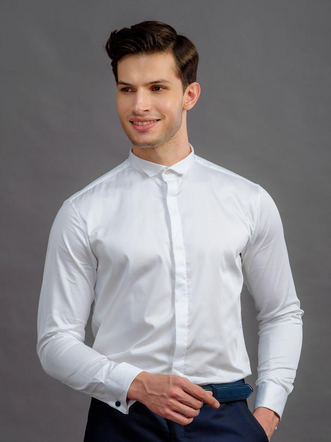 kingdom of white men white slim fit opaque casual shirt