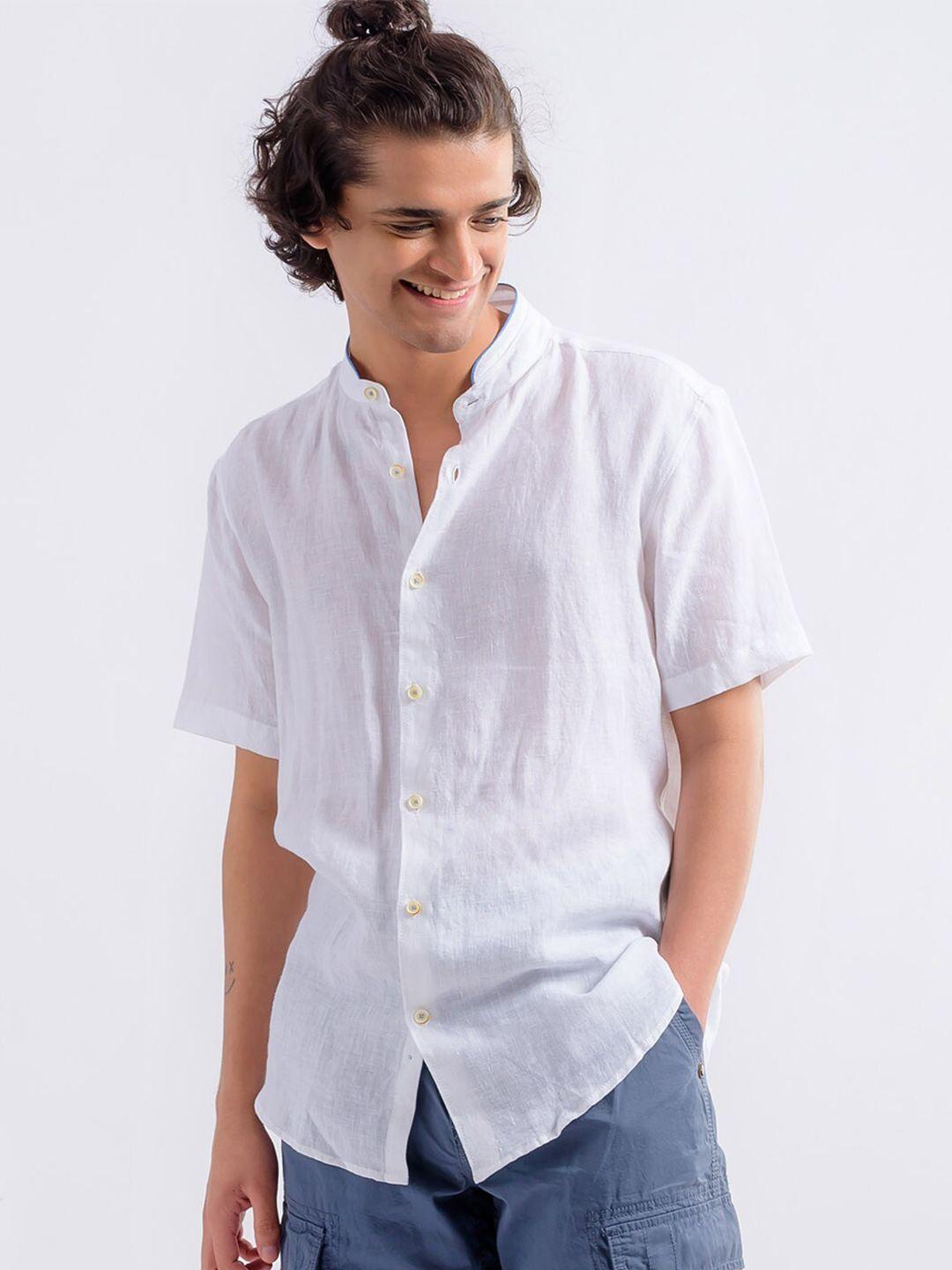 kingdom of white men white opaque striped casual shirt