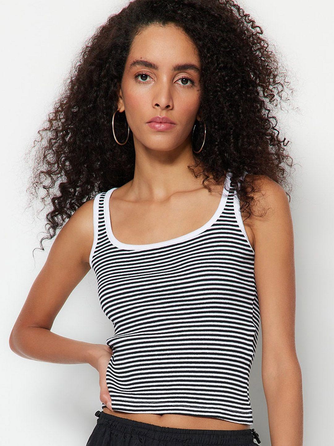 trendyol scoop neck striped tank top