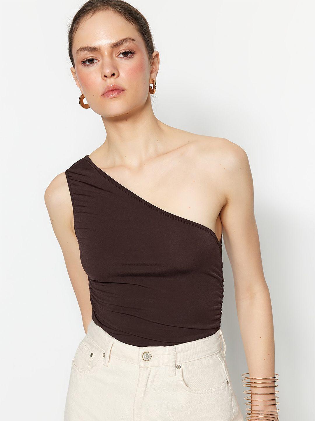 trendyol one shoulder knitted top