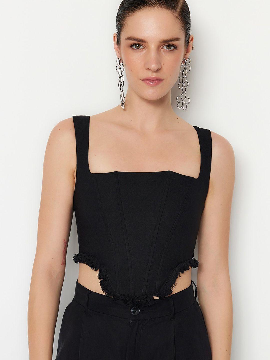 trendyol square neck shoulder straps bralette crop top