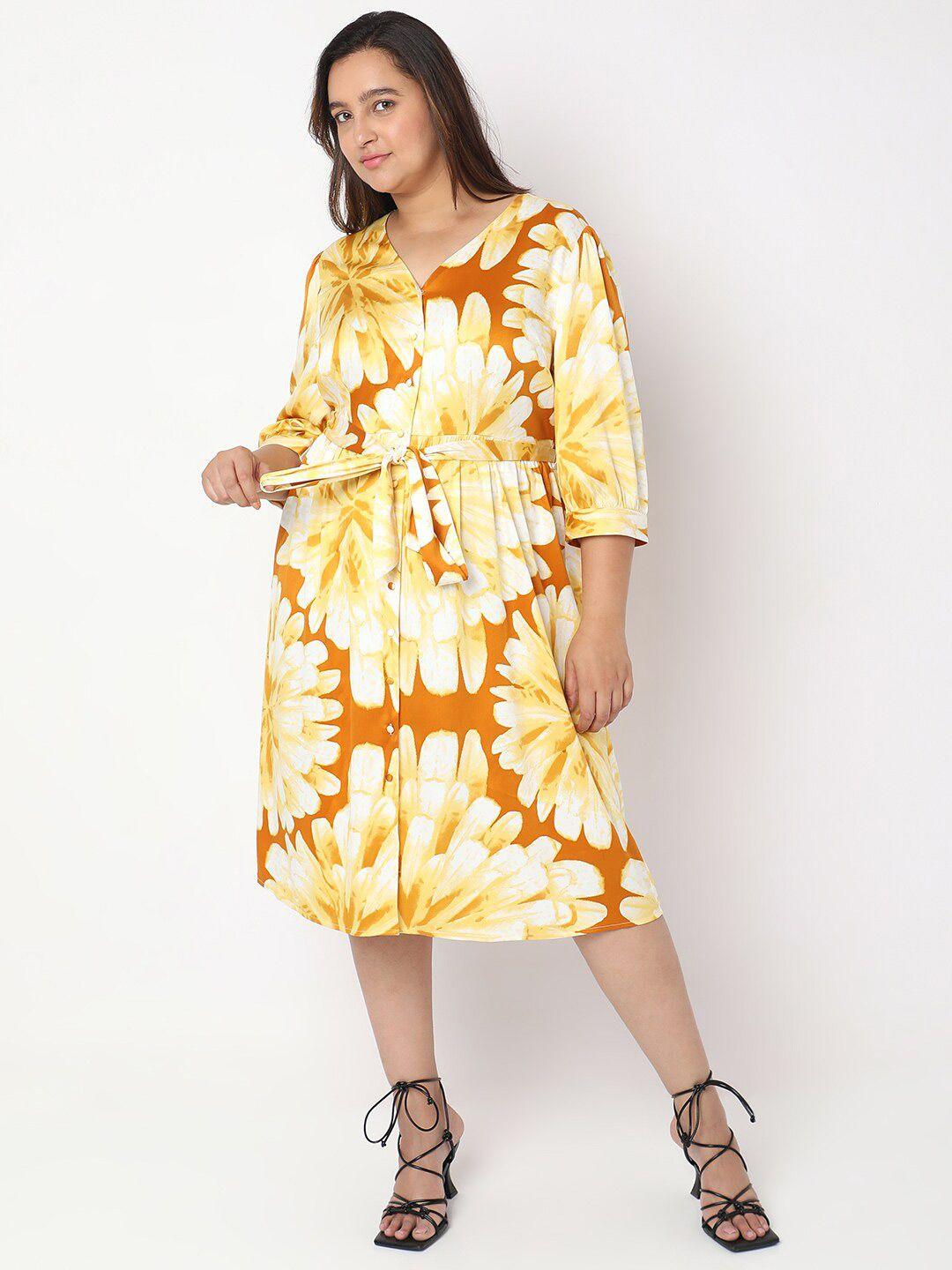 vero moda curve floral print a-line dress