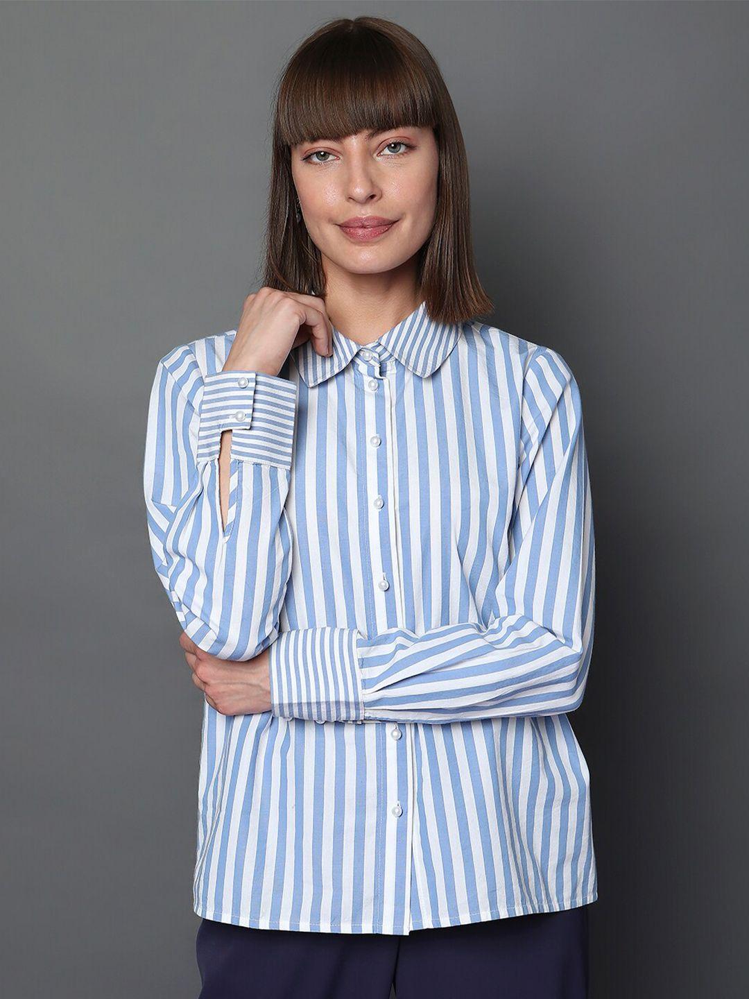 vero moda regular fit vertical striped spread collar casual shirt