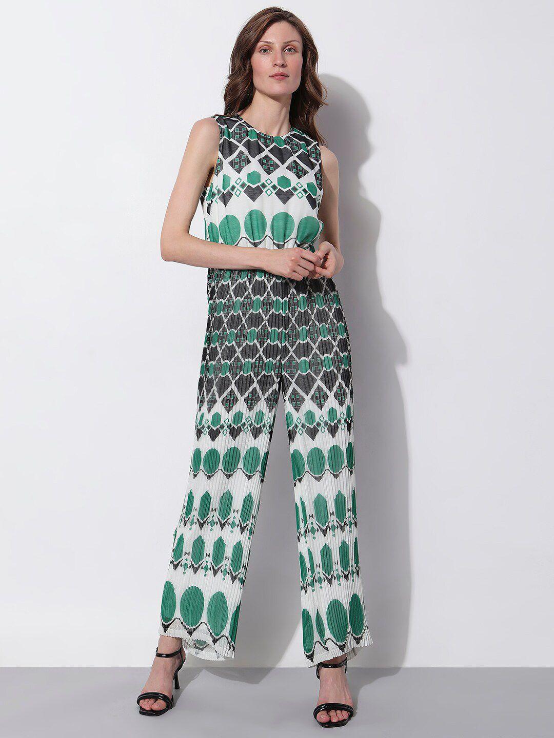 vero moda sleeveless geometric printed basic jumpsuit