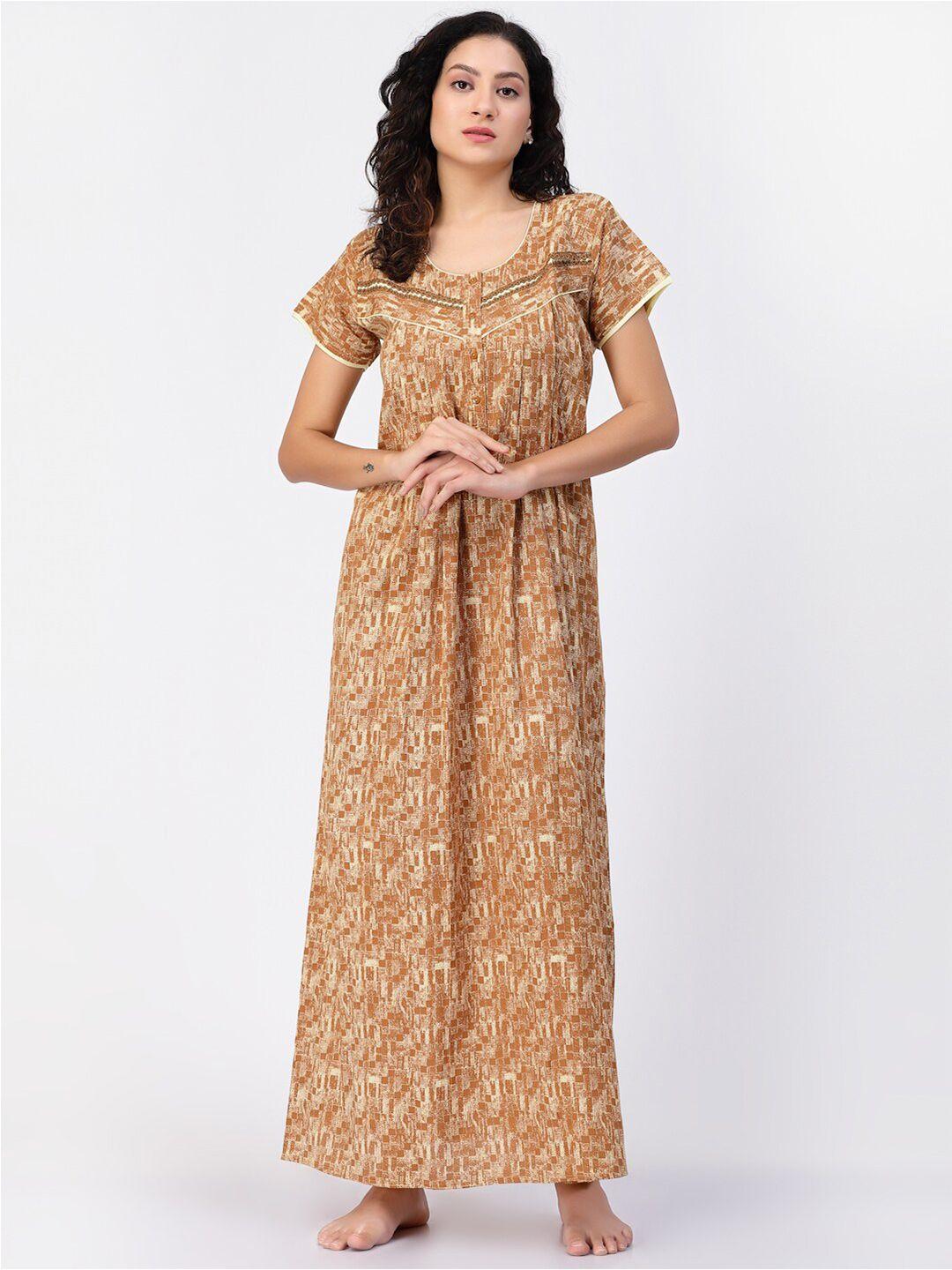 sweet dreams mustard printed maxi nightdress