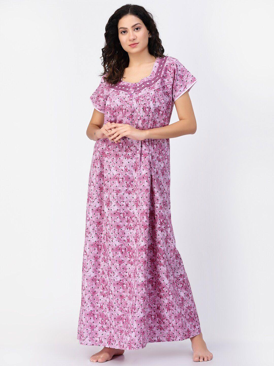 sweet dreams purple printed maxi nightdress