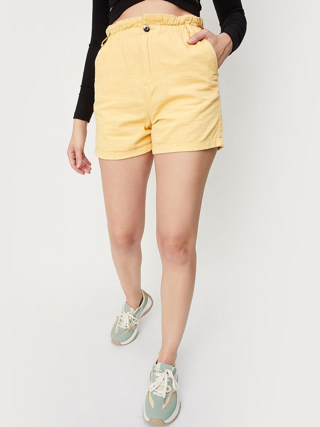 max women mid-rise regular pure cotton shorts