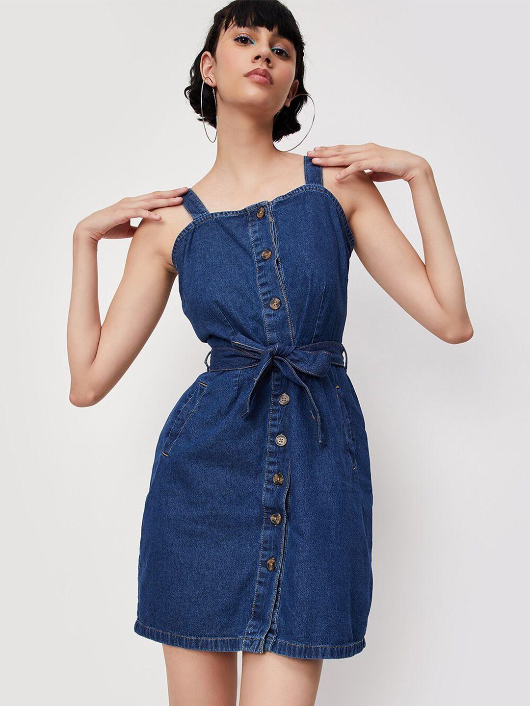 max blue a-line midi dress