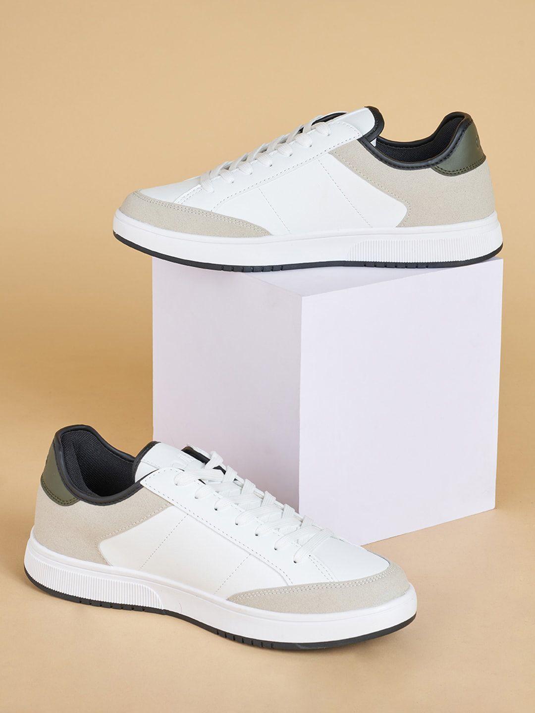 ajile by pantaloons men white colourblocked pu sneakers