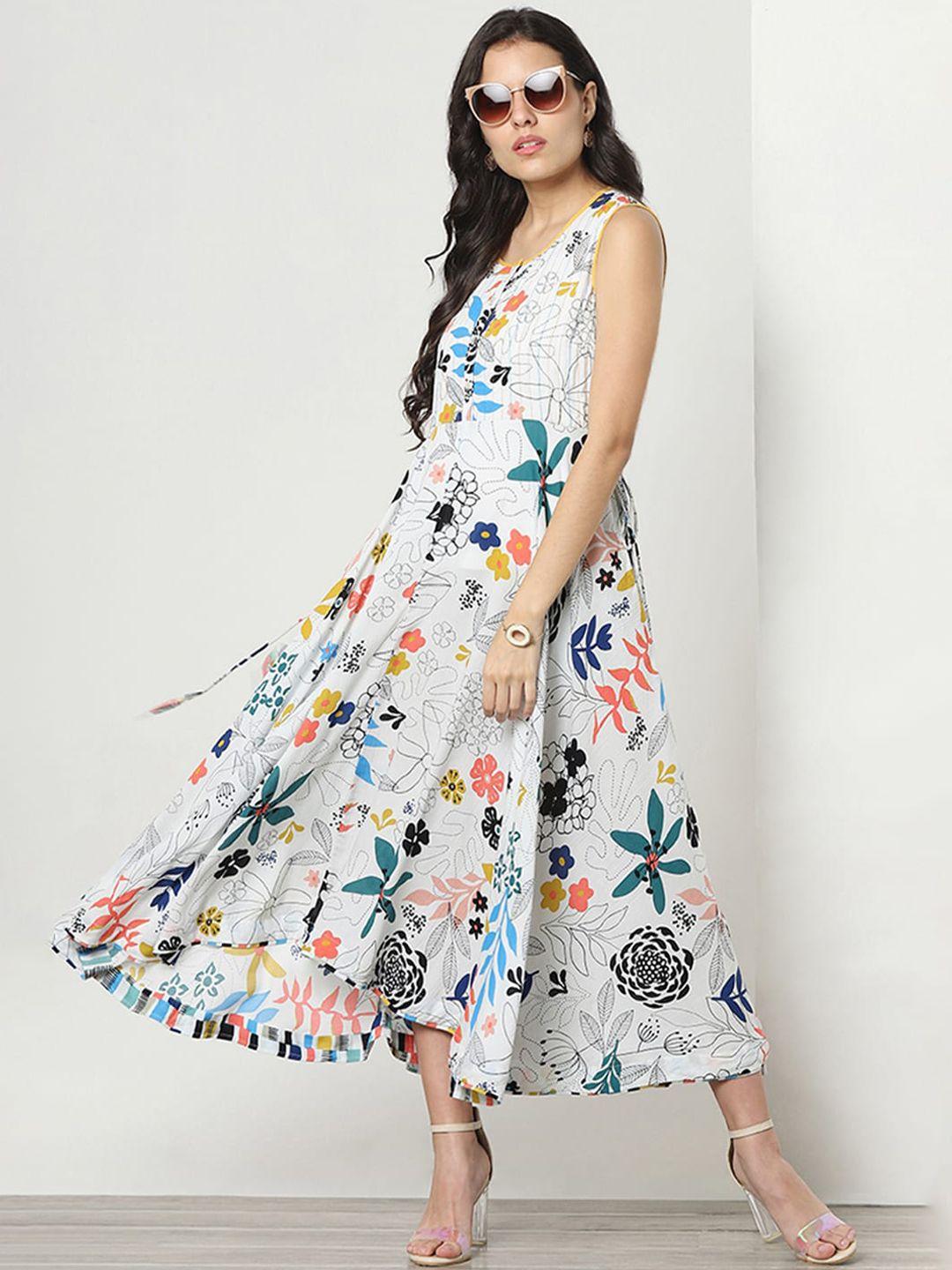 marigold lane floral print a-line midi dress