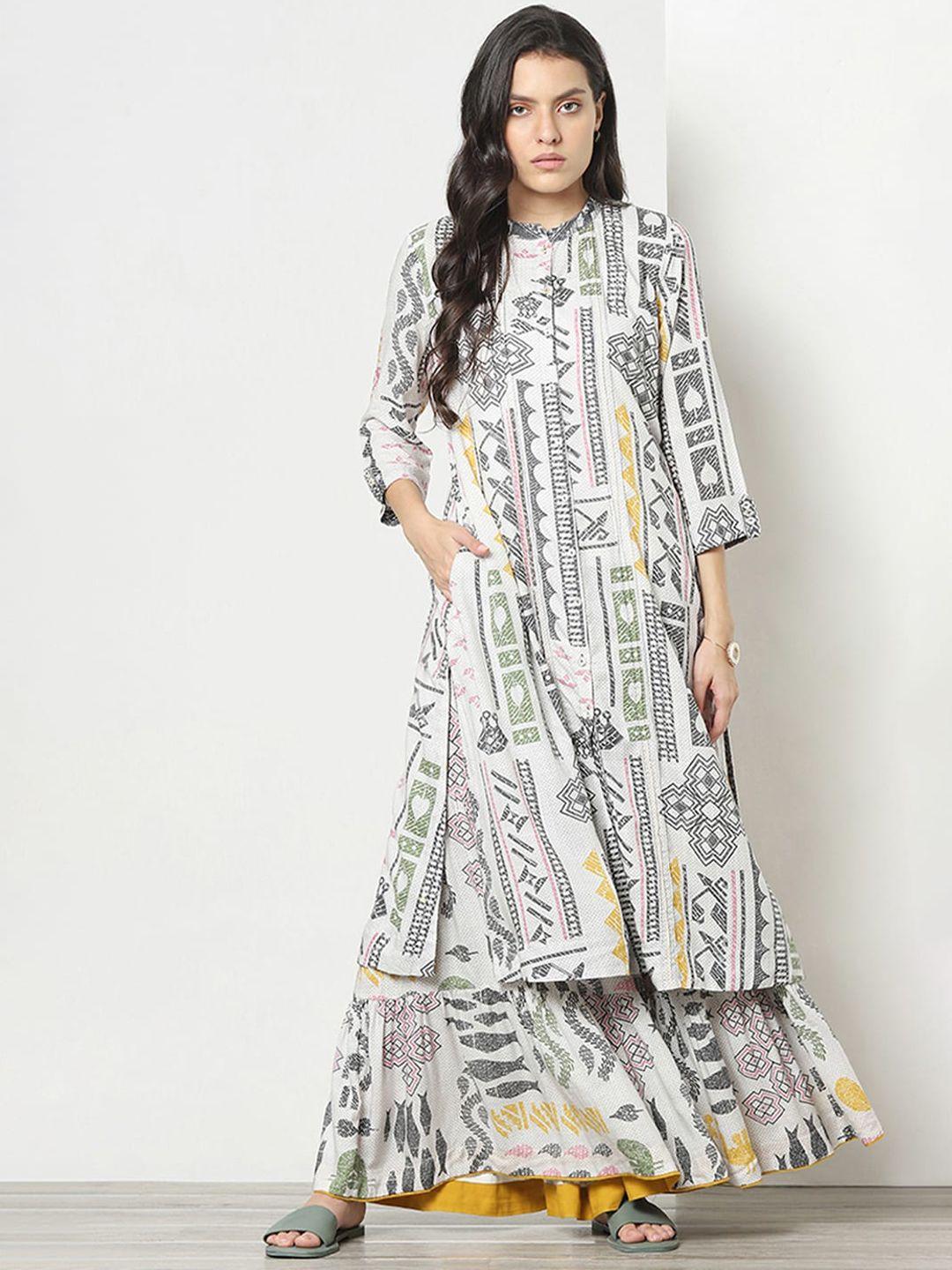 marigold lane women multicoloured printed flared sleeves kurta