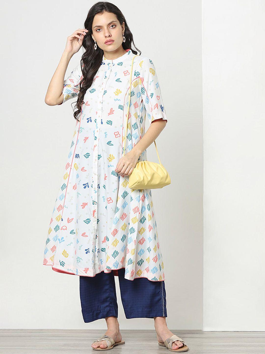 marigold lane women multicoloured floral printed thread work kurta