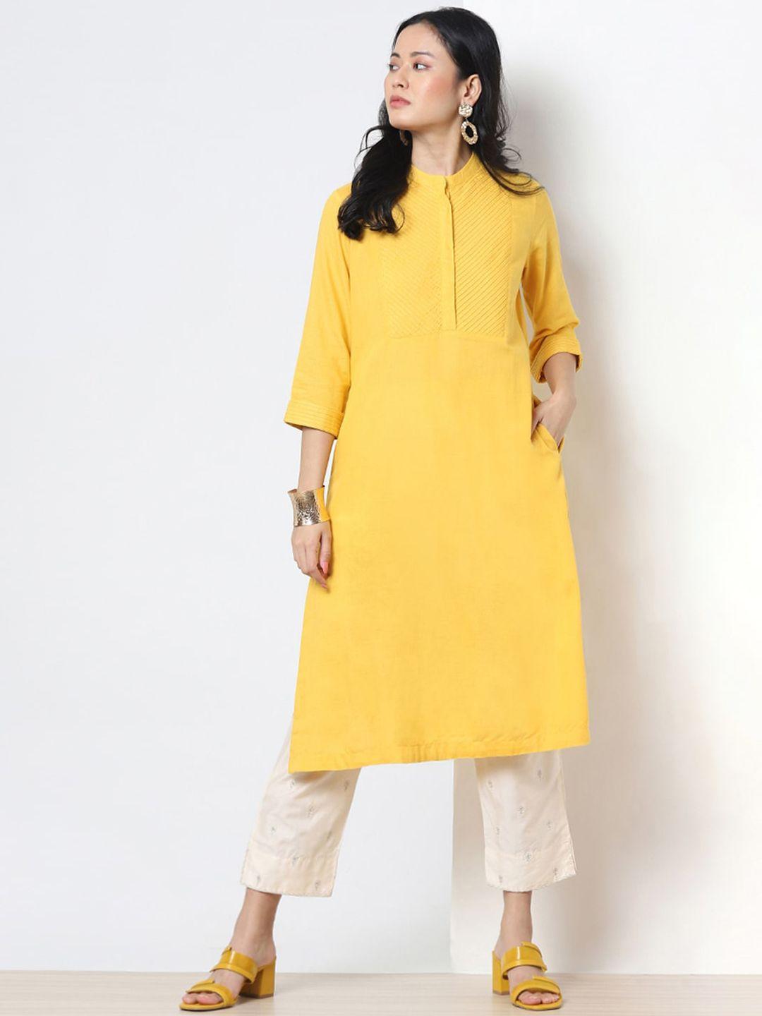 marigold lane women mustard yellow sequinned kurta