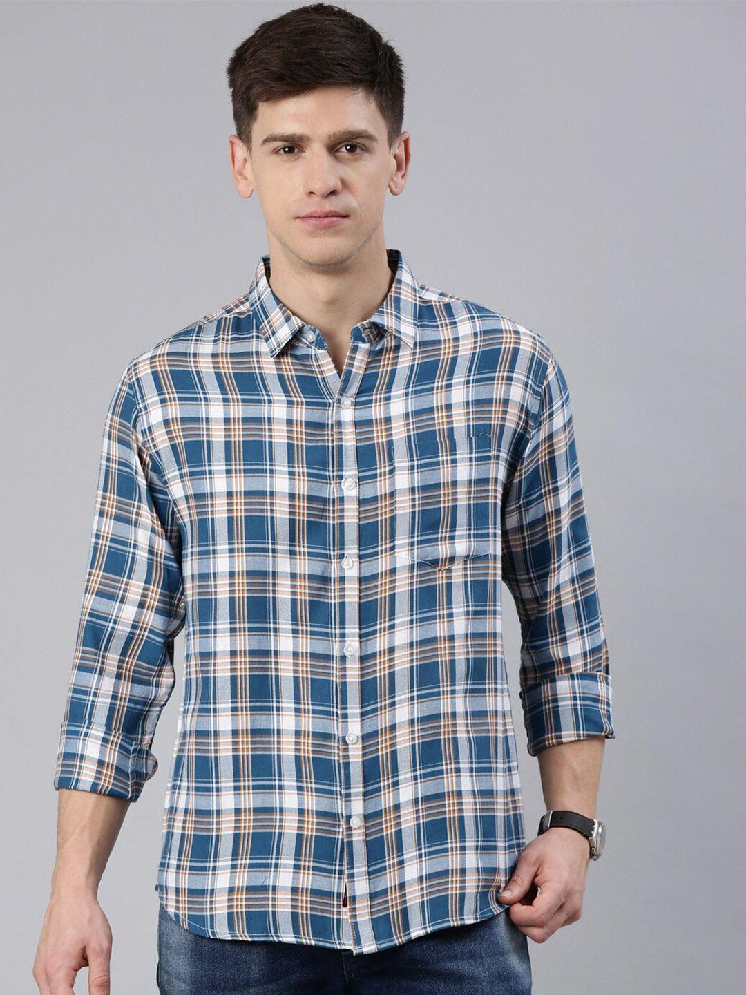 metronaut slim fit checked spread collar casual shirt