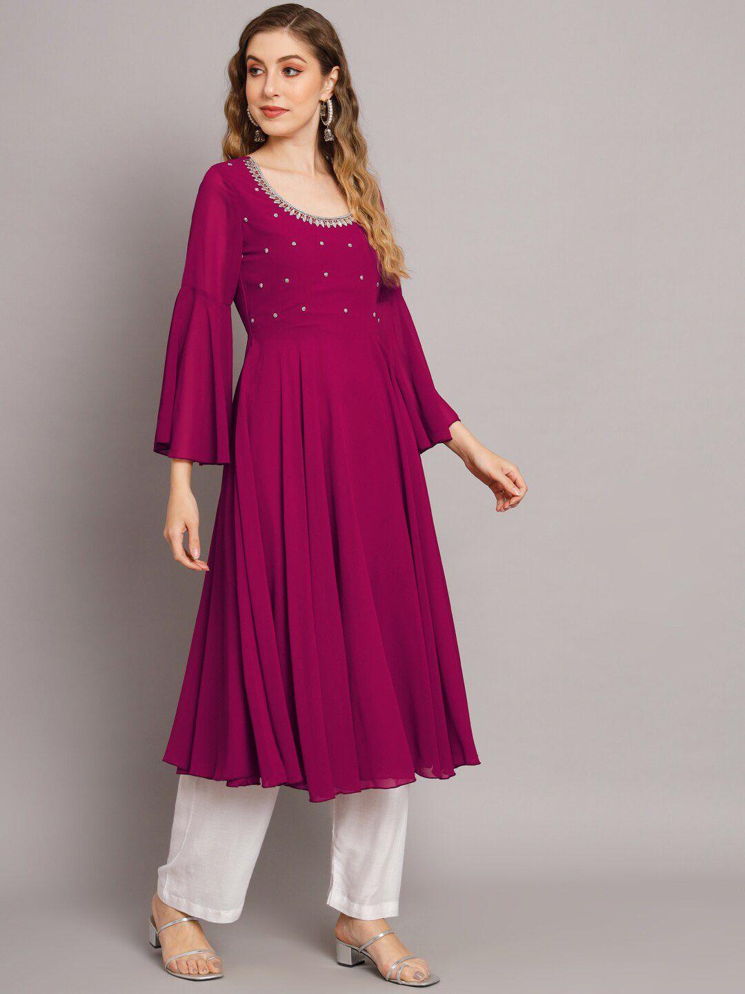 poshak hub flared sleeves stone work georgette anarkali kurta