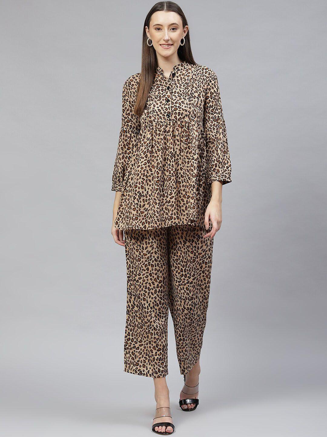 cottinfab animal printed tunic and trousers co-ords