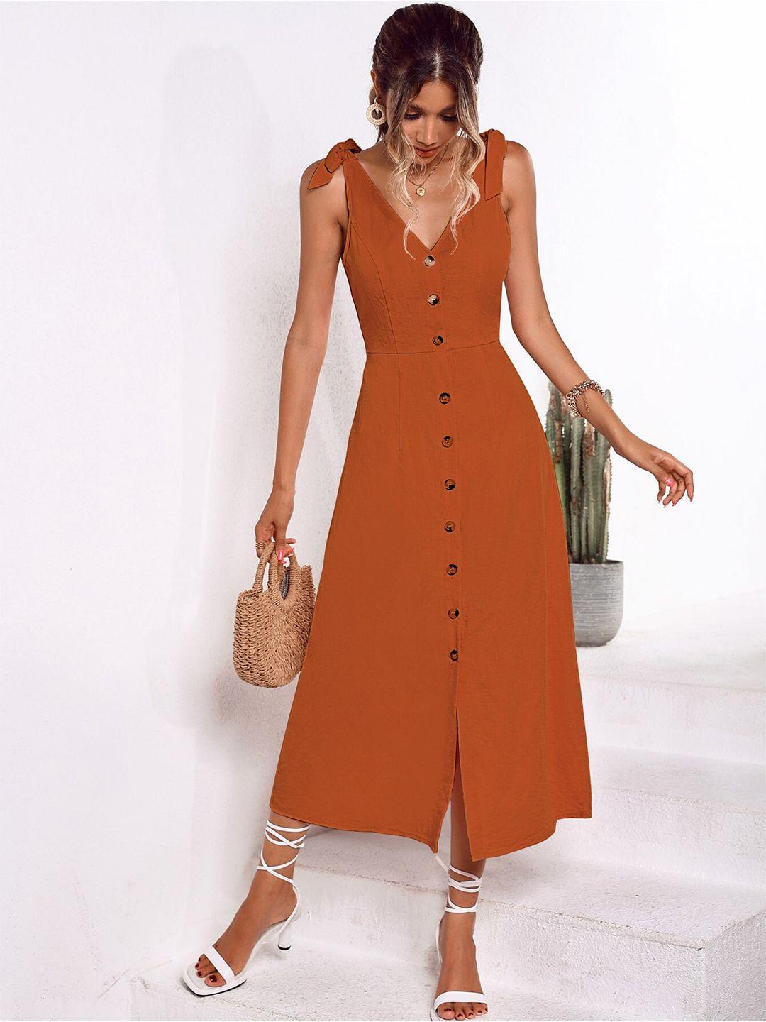 bostreet orange maxi midi dress