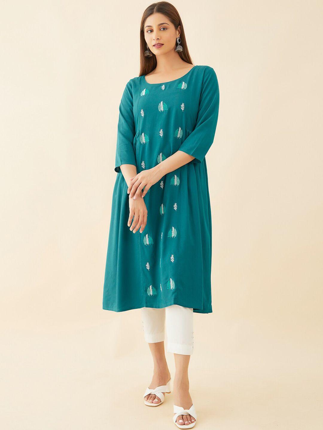 maybell women blue sequinned kurta