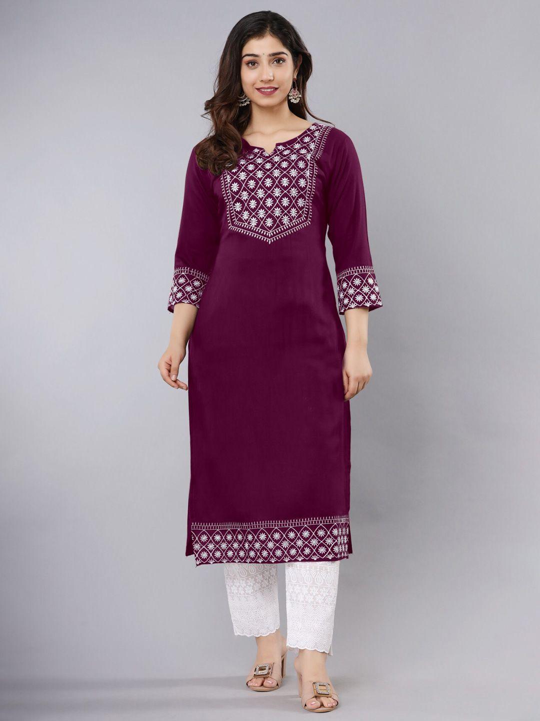 femvy women floral embroidered kurta