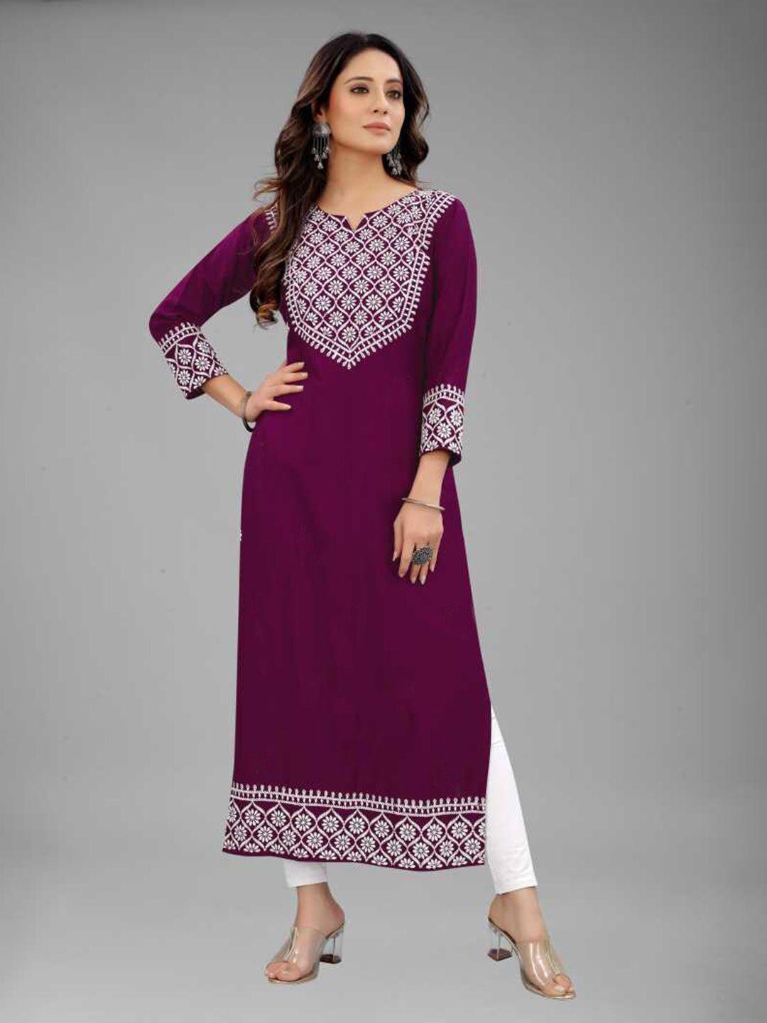 femvy women ethnic motifs embroidered kurta