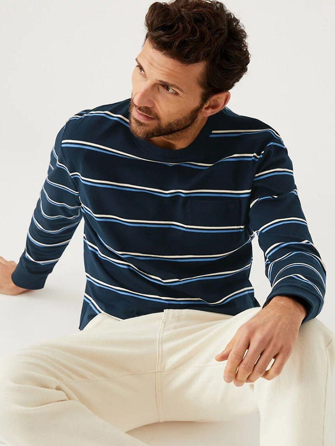 marks & spencer striped long sleeves cotton t-shirt