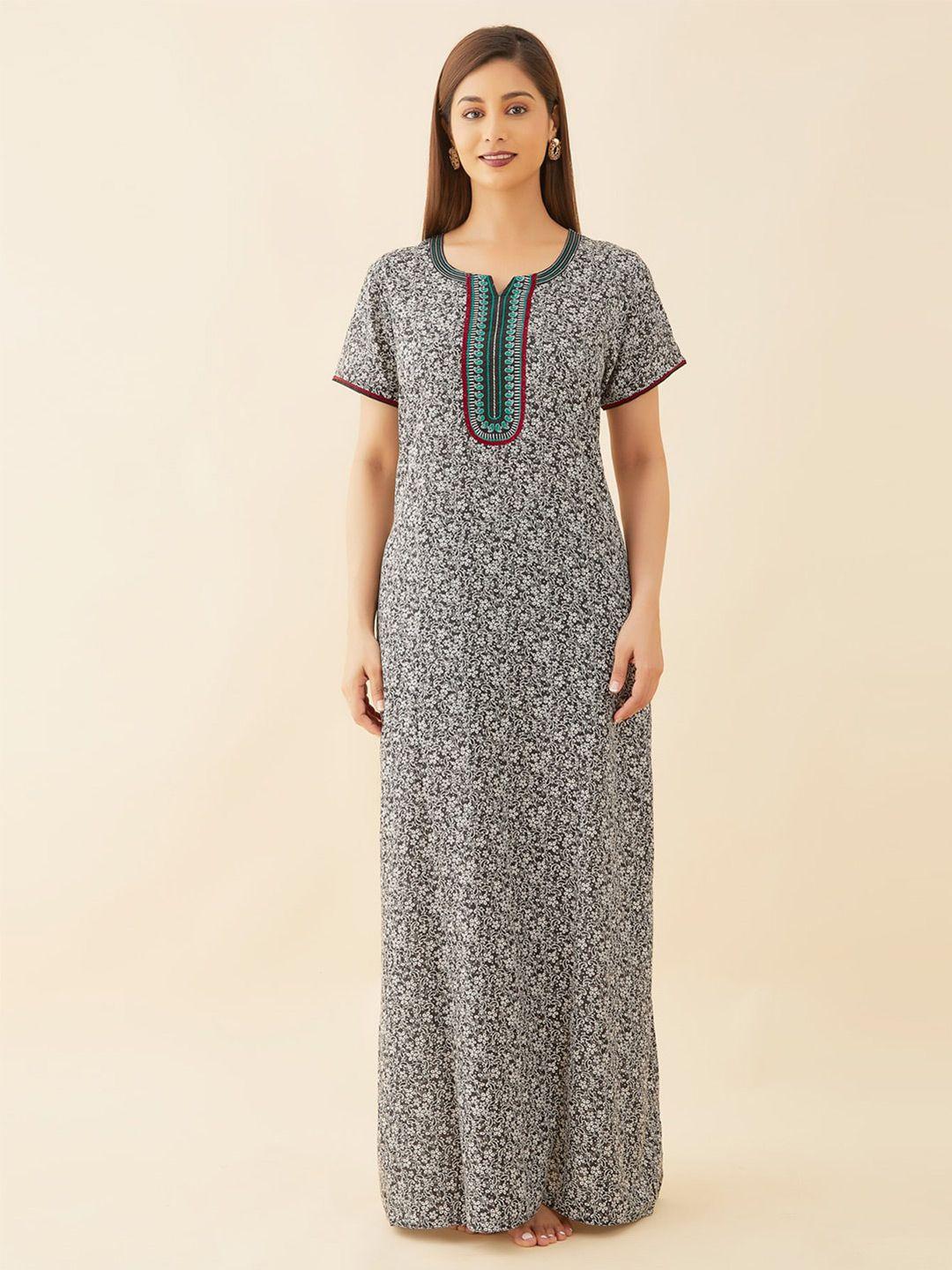 maybell grey printed maxi nightdress