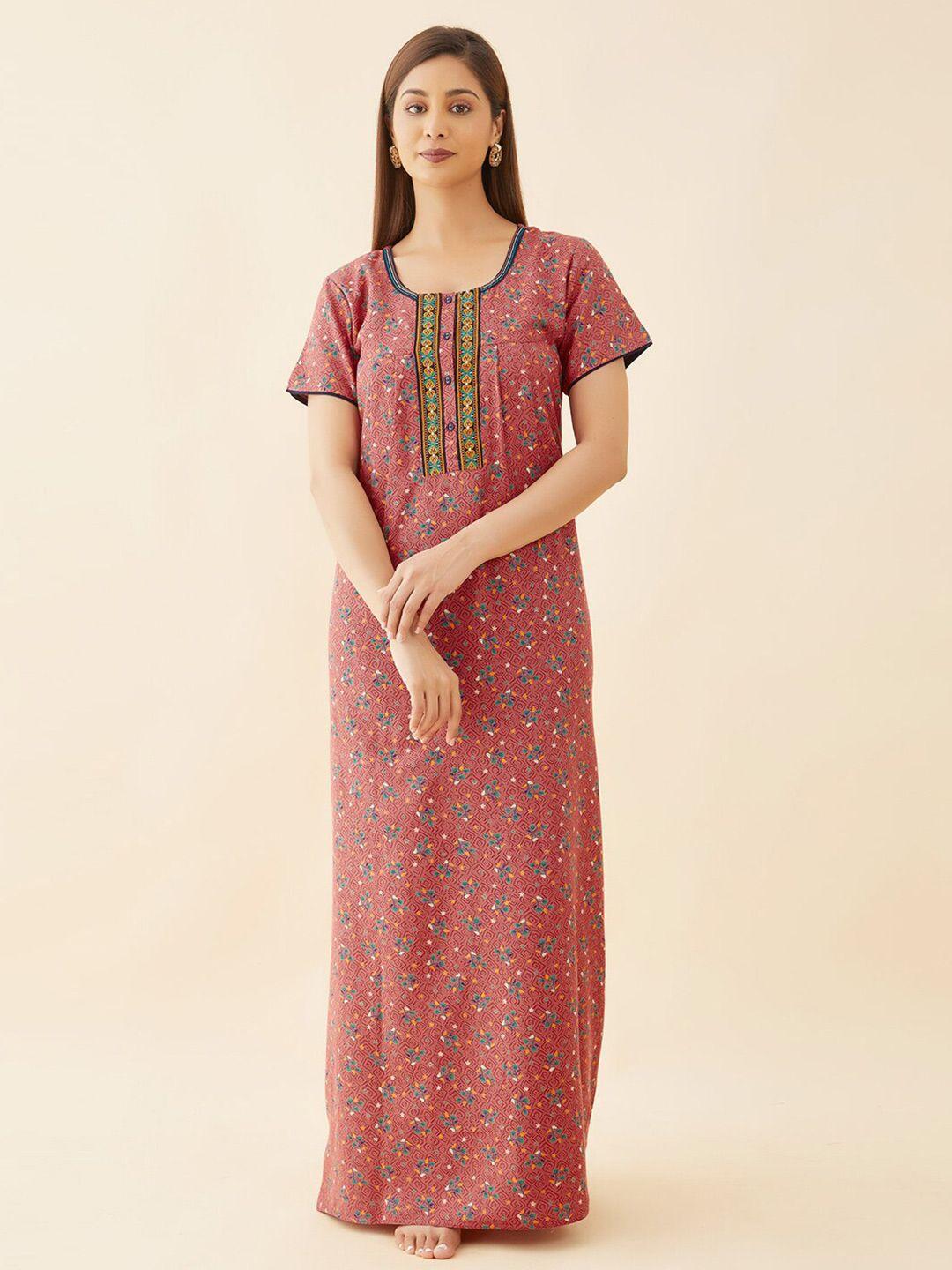 maybell pink printed maxi nightdress