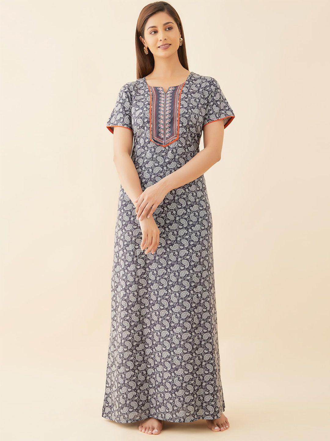 maybell blue printed maxi nightdress