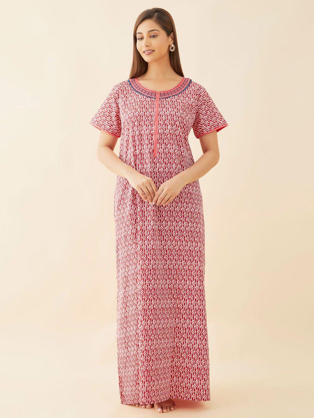 maybell pink printed maxi nightdress