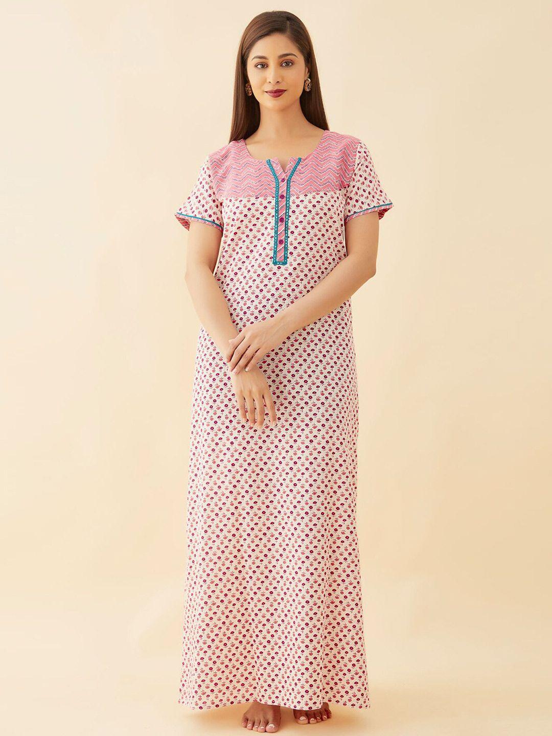 maybell pink printed maxi nightdress