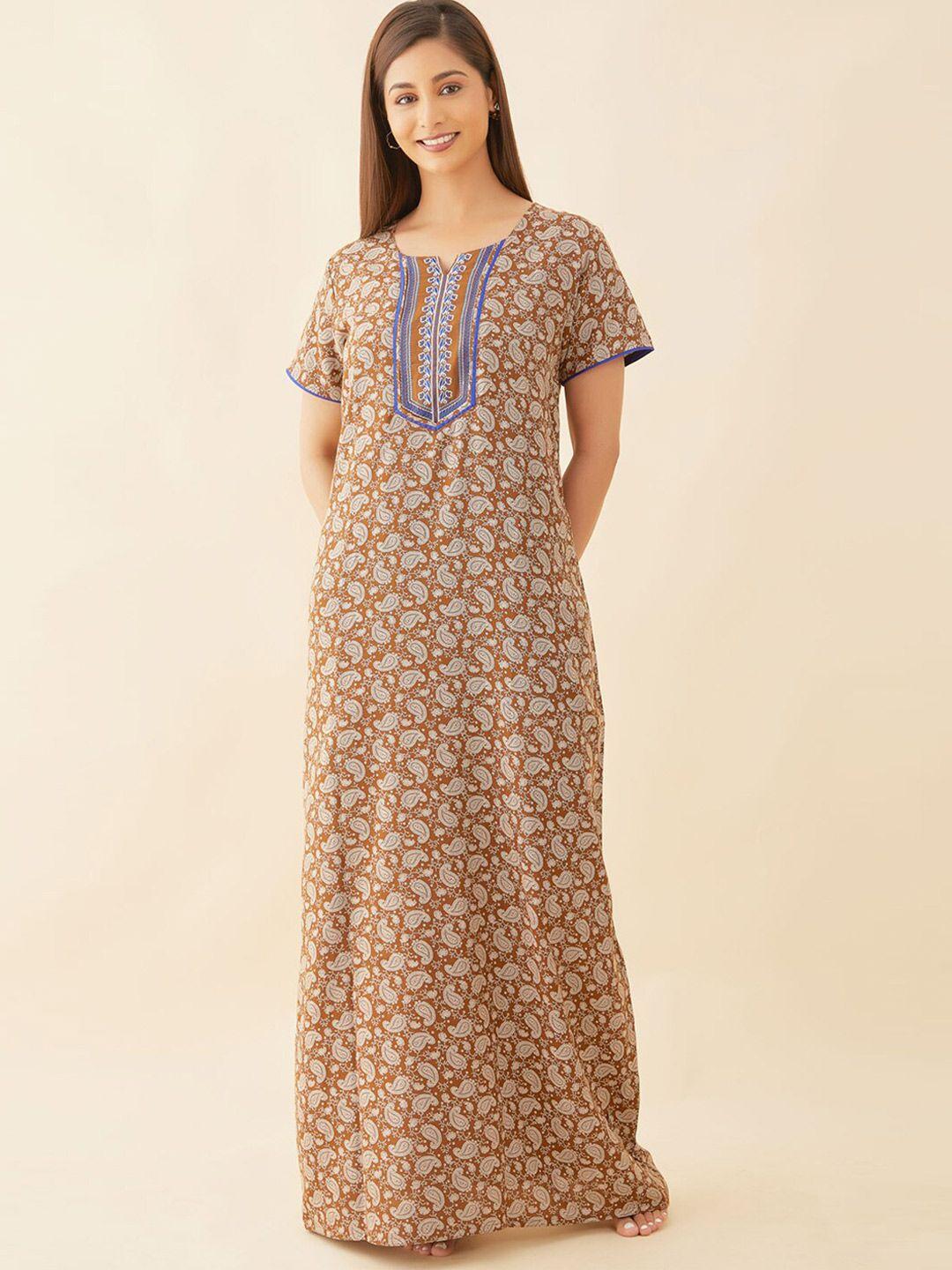 maybell brown printed maxi nightdress