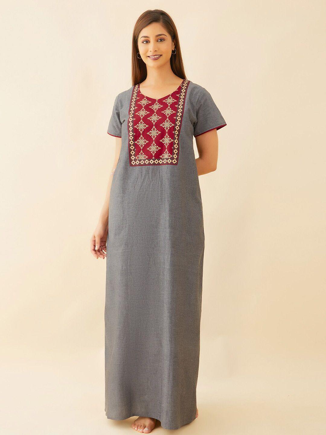 maybell grey printed maxi nightdress