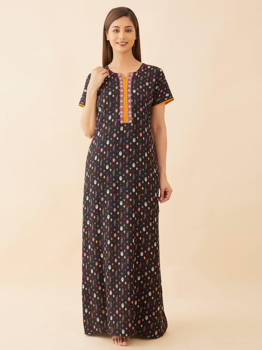 maybell black printed maxi nightdress