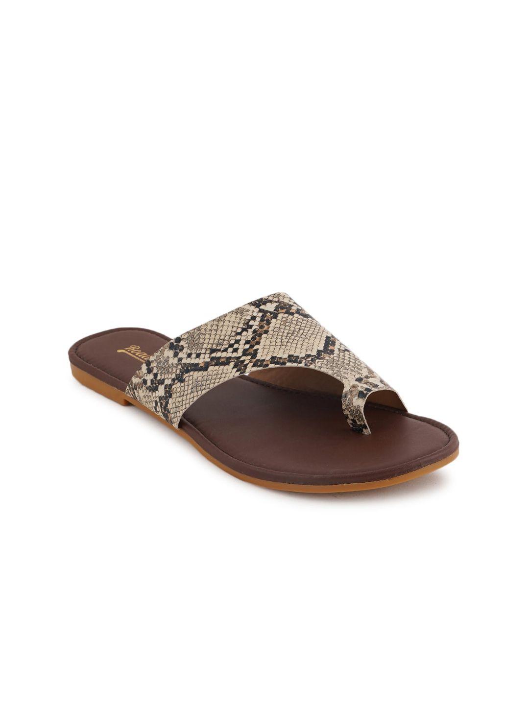 the roadster lifestyle co. brown printed one toe flats