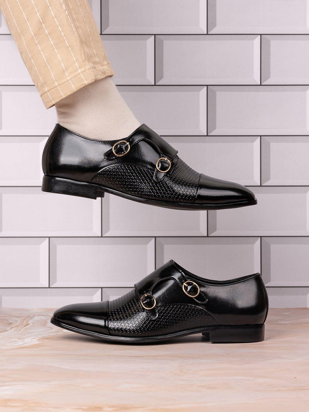 frankromello men textured formal monk shoes